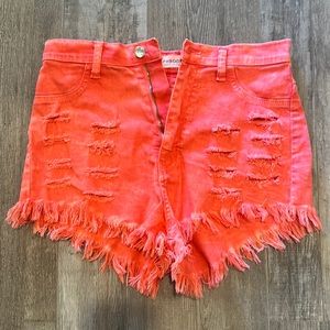 Super cute, high waisted coral shorts very cheeky would be great for festivals